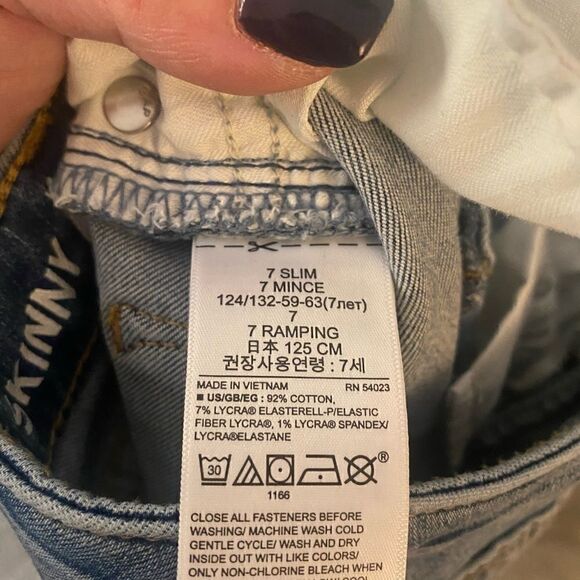 GAP super Skinny Ankle Jeans/Jeggings Sequin Stars size 7 girls *slim* - Picture 15 of 15